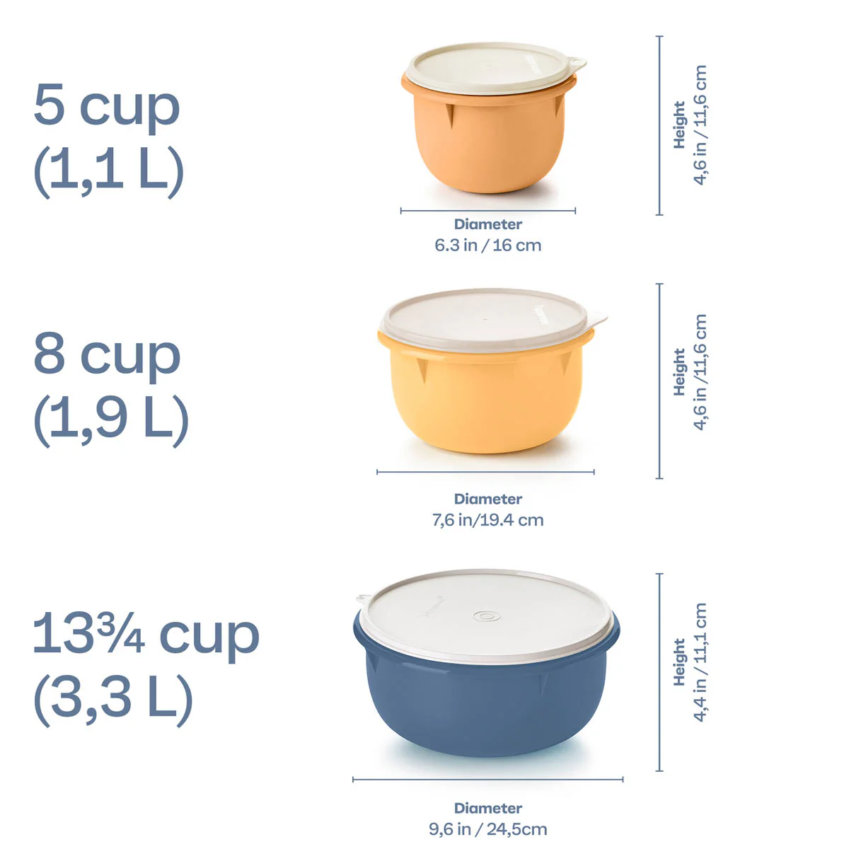 Tupperware® 3-pc Multipurpose Mixing Bowl Set for Food Prep and Storage - Image 3