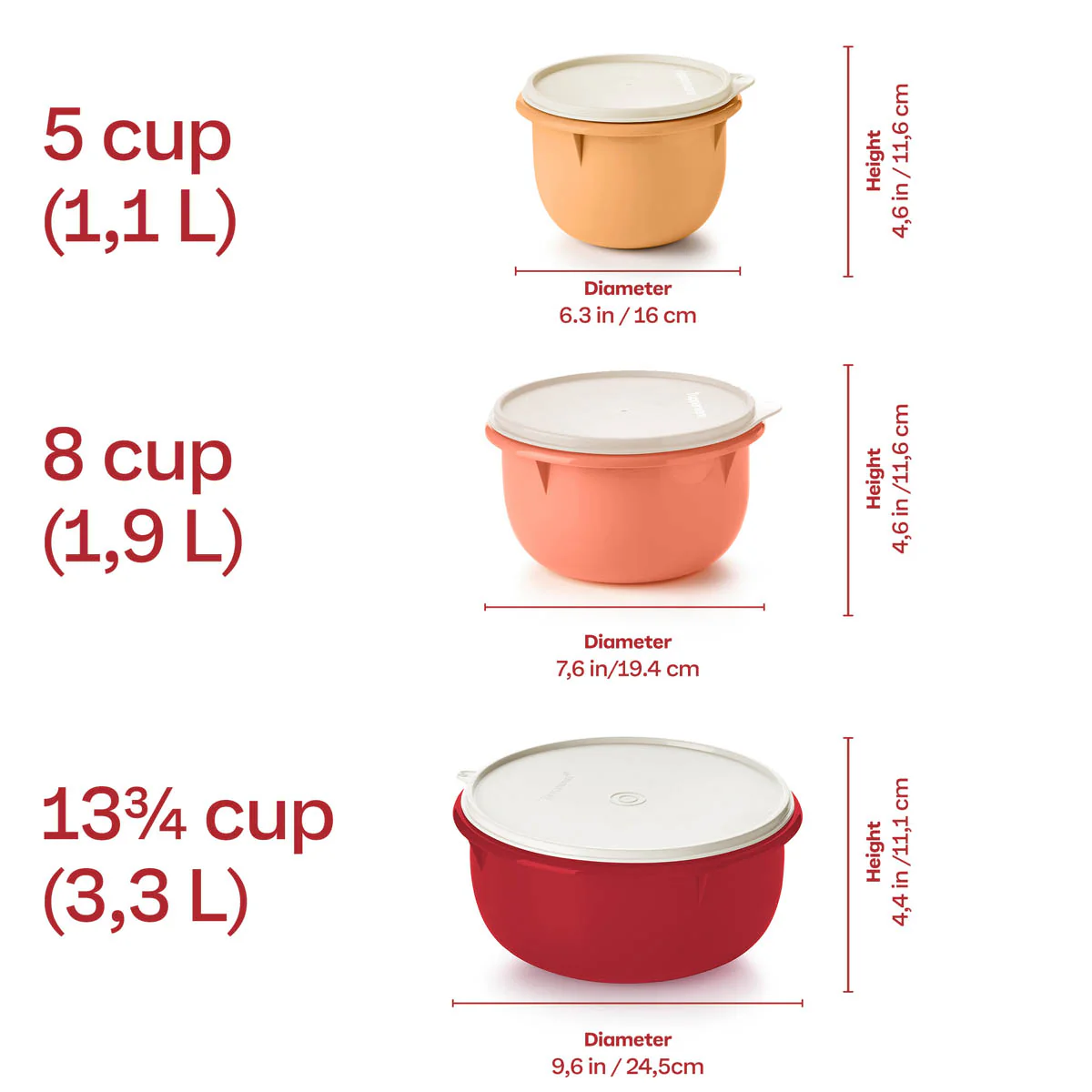Tupperware® 3-pc Multipurpose Mixing Bowl Set for Food Prep and Storage - Image 3