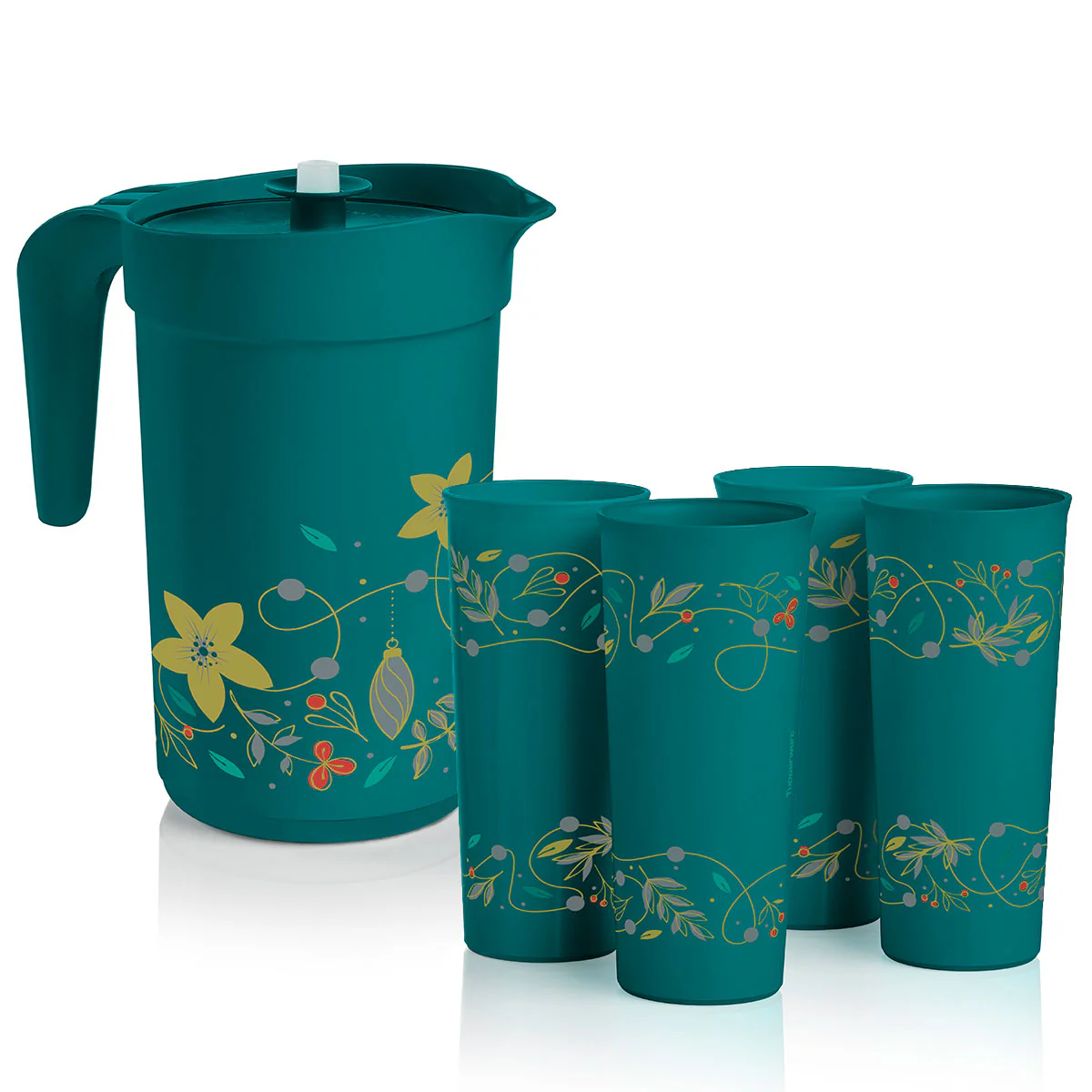 Tupperware® Holiday Holly Serving Set | Bowls, Plates, Tumblers & Pitcher - Image 3